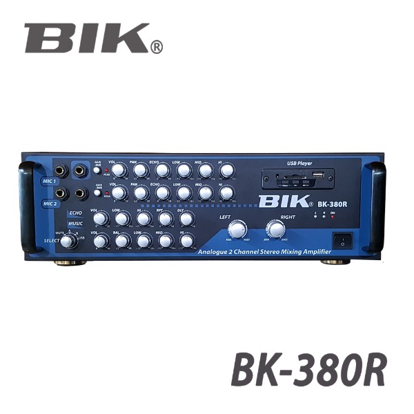 BIK 2채널 노래방 앰프 BK-380R/에어로빅 헬스장 체육관 매장 마트 앰프