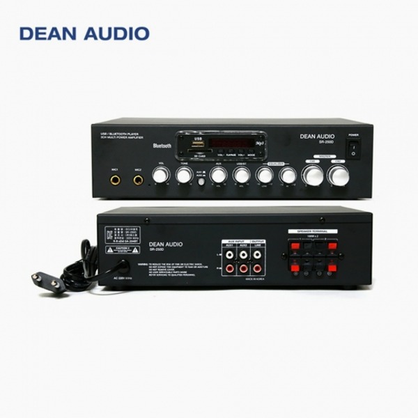 DEAN AUDIO SR-250D 2채널 앰프 블루투스 USB 플레이어 내장 상업용 매장 카페 앰프